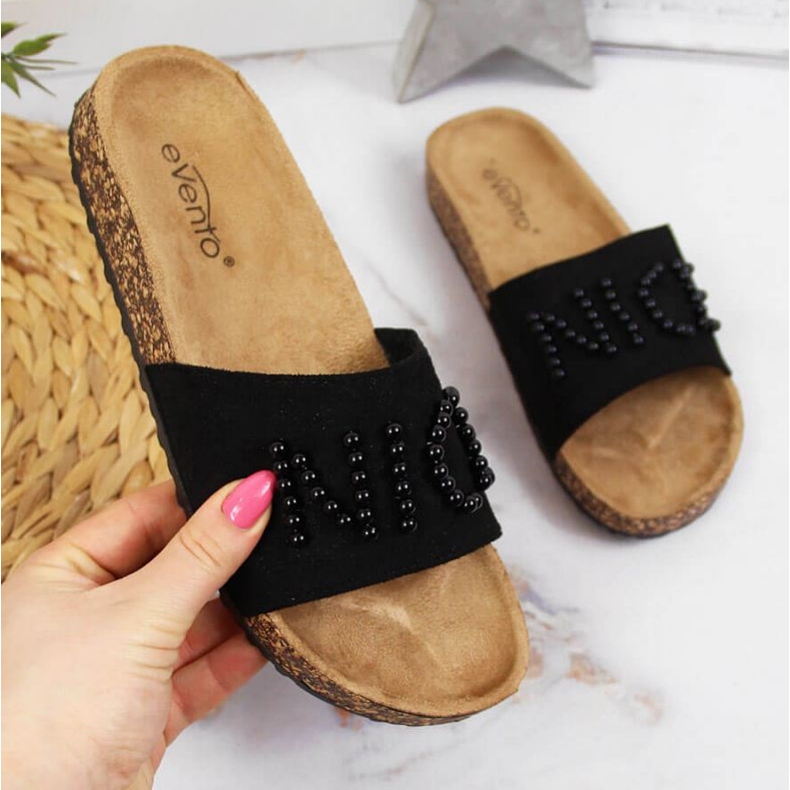 Tofflor med pärlor eVento W EVE356A svart 1