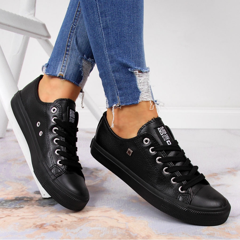 Svarta låga sneakers i eko läder Big Star V274871 2