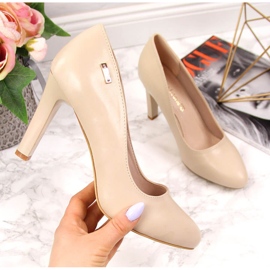 Naken matt pumps på Sergio Leone stolpen beige 2