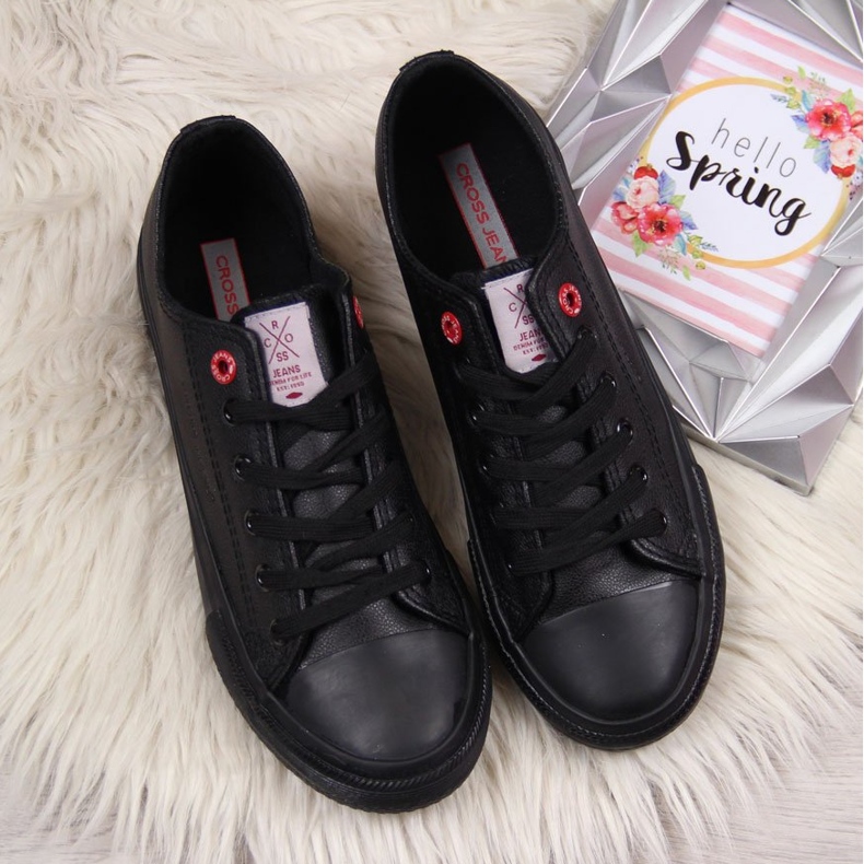 Låg-top eko läder svarta Cross Jeans sneakers 2