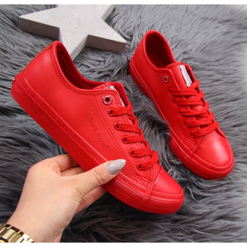 Låg-top eko läder röda sneakers Cross Jeans DD2R4032 2