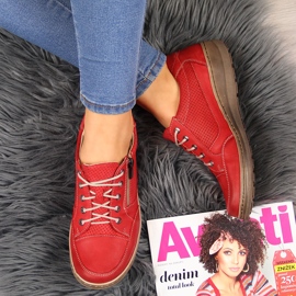 Damskor i läder med dragkedja röd Helios 357 2