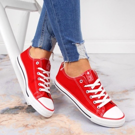 News Röda låga sneakers i textil NYHETER 1