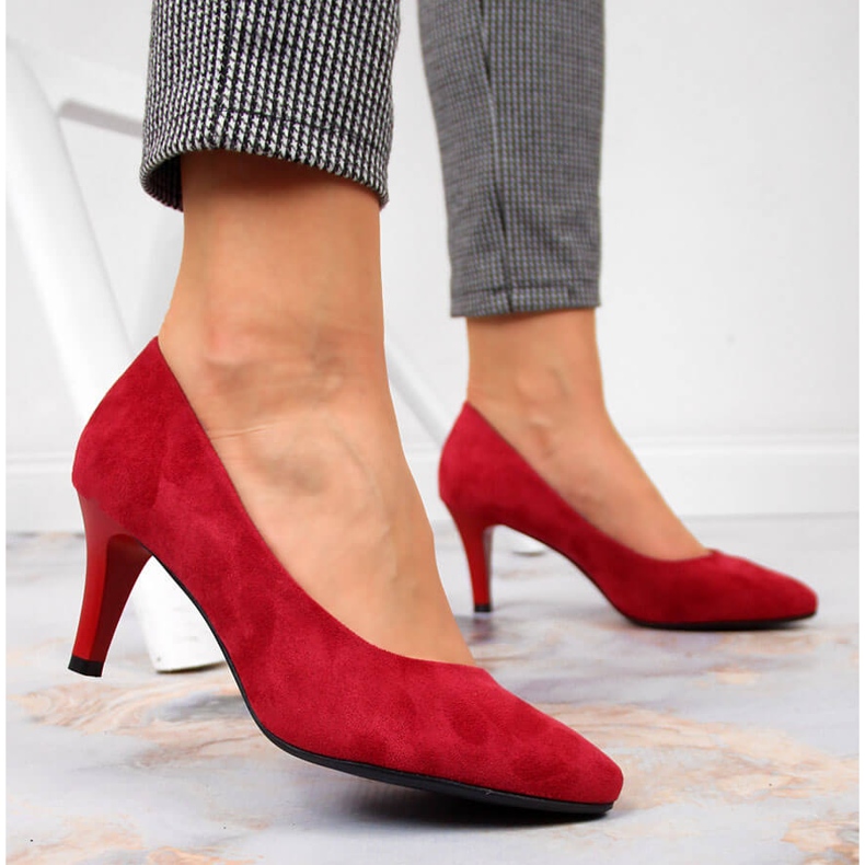 Röda Sergio Leone pumps i mocka 2