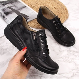 Damskor i läder med dragkedja svarta Helios 357 2