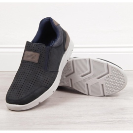 Genombrutna läderskor för män, marinblå Rieker 16455 2