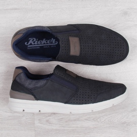 Genombrutna läderskor för män, marinblå Rieker 16455 1