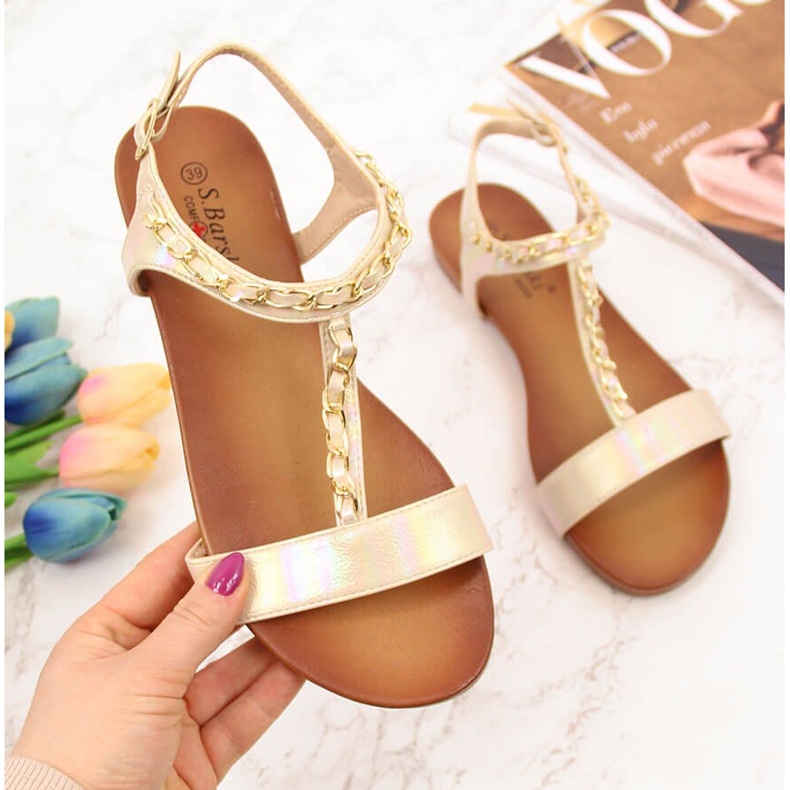S.Barski Damsandaler med en kedja holo beige S. Bararski 2