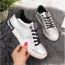 Låga sneakers för kvinnor med ekologiskt läder Silver Big Star II274034 2