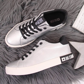 Låga sneakers för kvinnor med ekologiskt läder Silver Big Star II274034 silver- 1