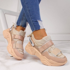 Sneakers på en tjock sula kardborrebeige Navy Dot 1