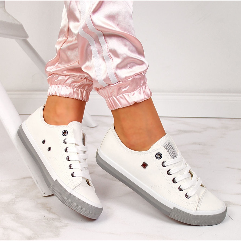 Vita låga sneakers i ekoläder Big Star II274230 1