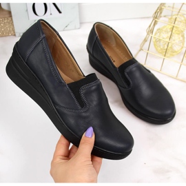 Bekväma läderskor för kvinnor, marinblå Helios 349 2