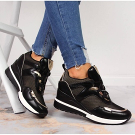 Svarta wedge sneakers för kvinnor Vinceza gyllene 1