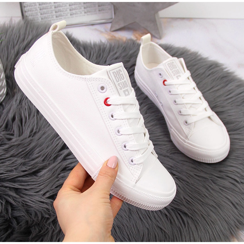 Sneakers i vitt ekoläder med låga toppar Big Star JJ274007 2