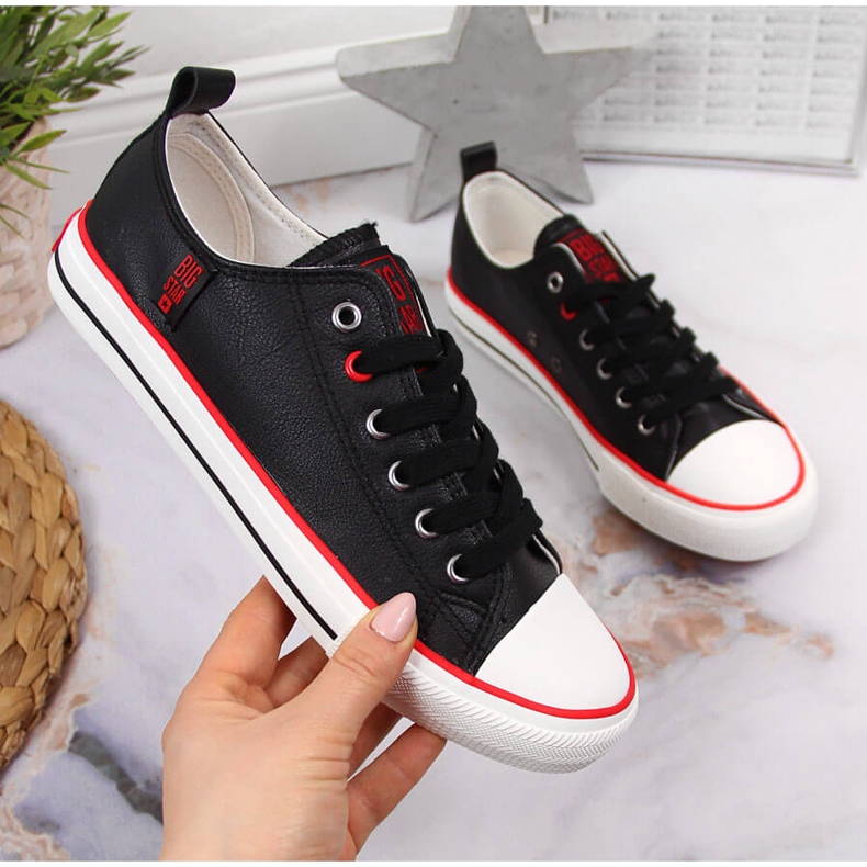 Låg-top svarta eko-läder sneakers Big Star JJ274129 1