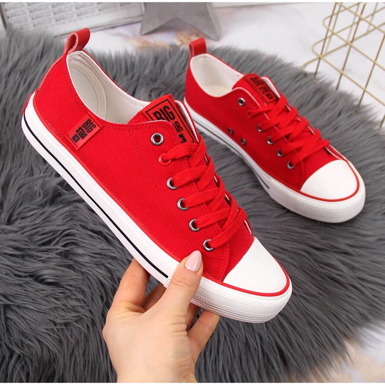 Röda låga sneakers i textil Big Star JJ274124 1
