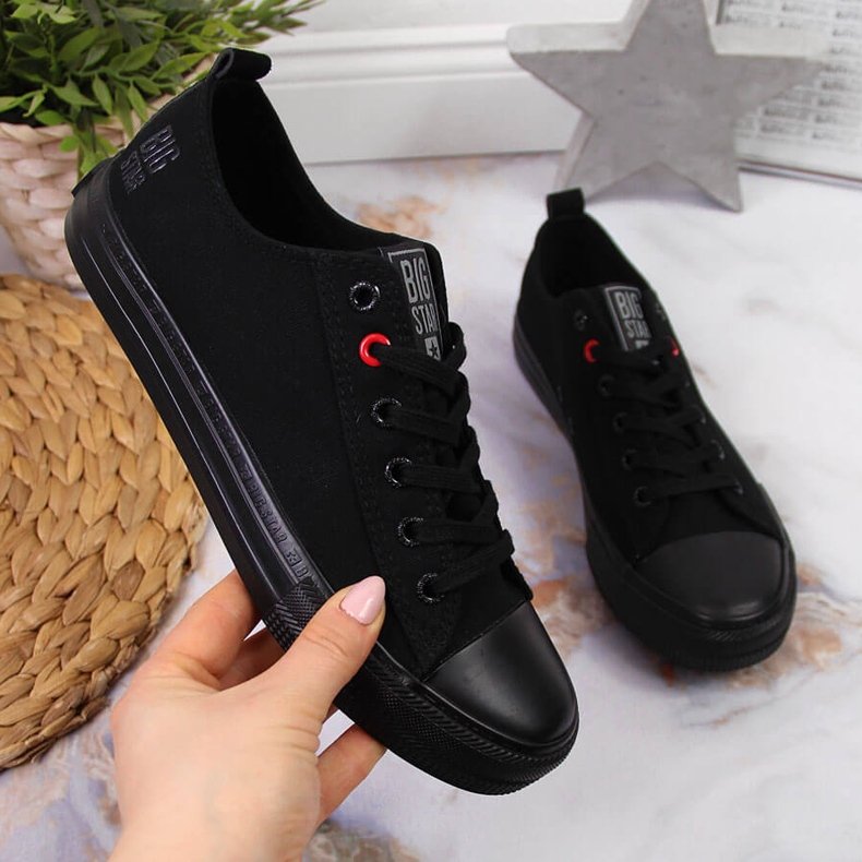 Låga sneakers i textil helt svarta Big Star JJ274003 1