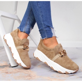 Damskor med kedja slip på beige Potocki 1