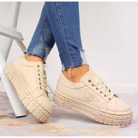 News Kvinnors beige sneakers på plattformen NYHETER 1