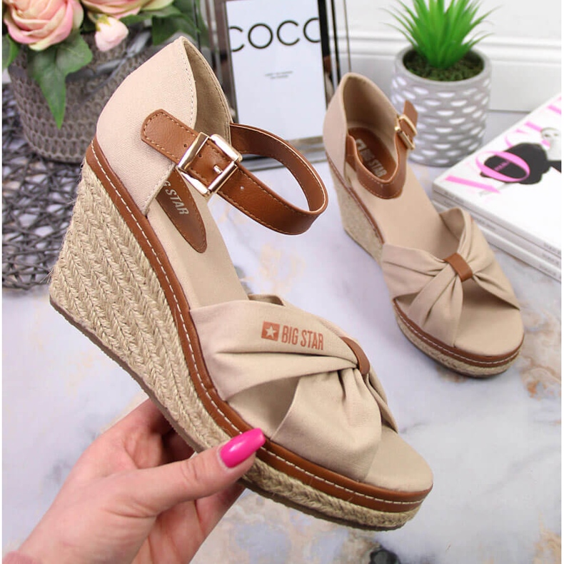 Sandaler espadrilles på en beige kil Big Star JJ274939 1