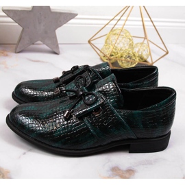 Gröna Jezzi lackade damskor med rosett 2