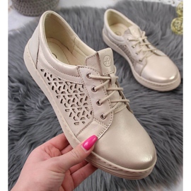 Bekväma damskor i läder, gyllene Helios 375 1