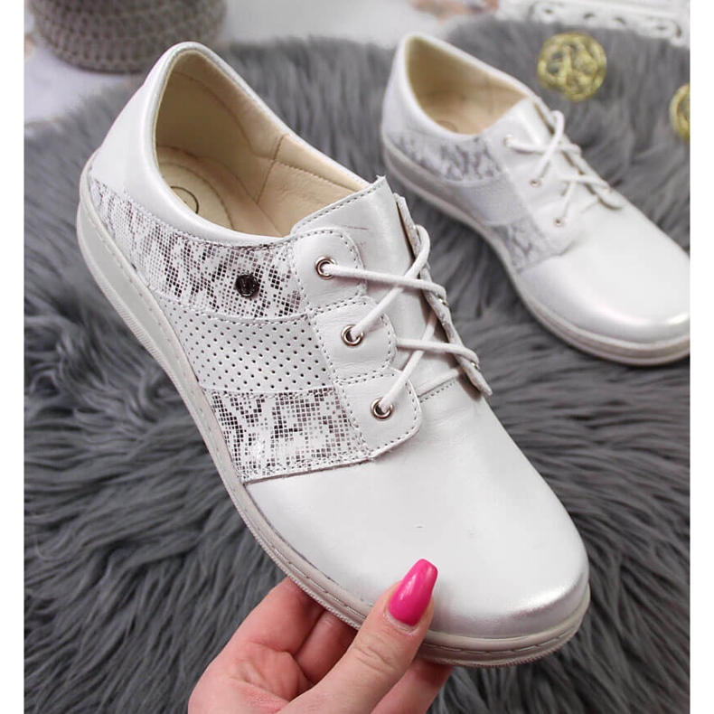 Bekväma damskor i läder, silver Helios 399 1