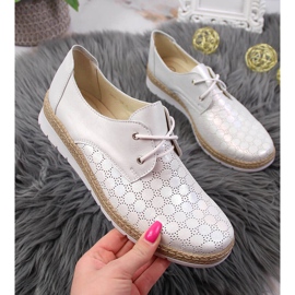 Bekväma damskor i läder, silver Helios 401 silver- 2