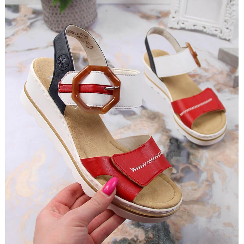 Kilsandaler dam Rieker 67476-33 vit svart röd mångfärgad 1