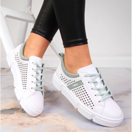 Vita genombrutna läderskor för kvinnor Rieker N5950-80 1