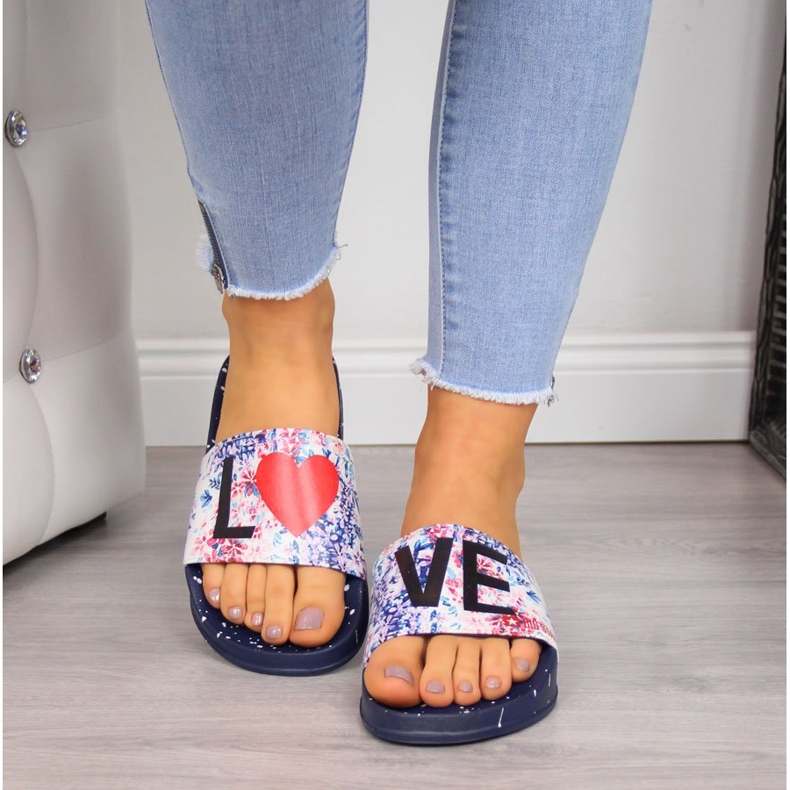 Damtofflor i marinblå gummistrand Big Star 2