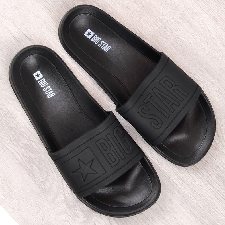 Barns svarta gummi strandtofflor Big Star DD374157 2