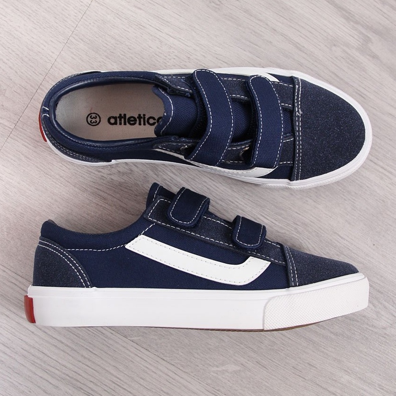 Atletico marinblå kardborrsneakers för barn 1