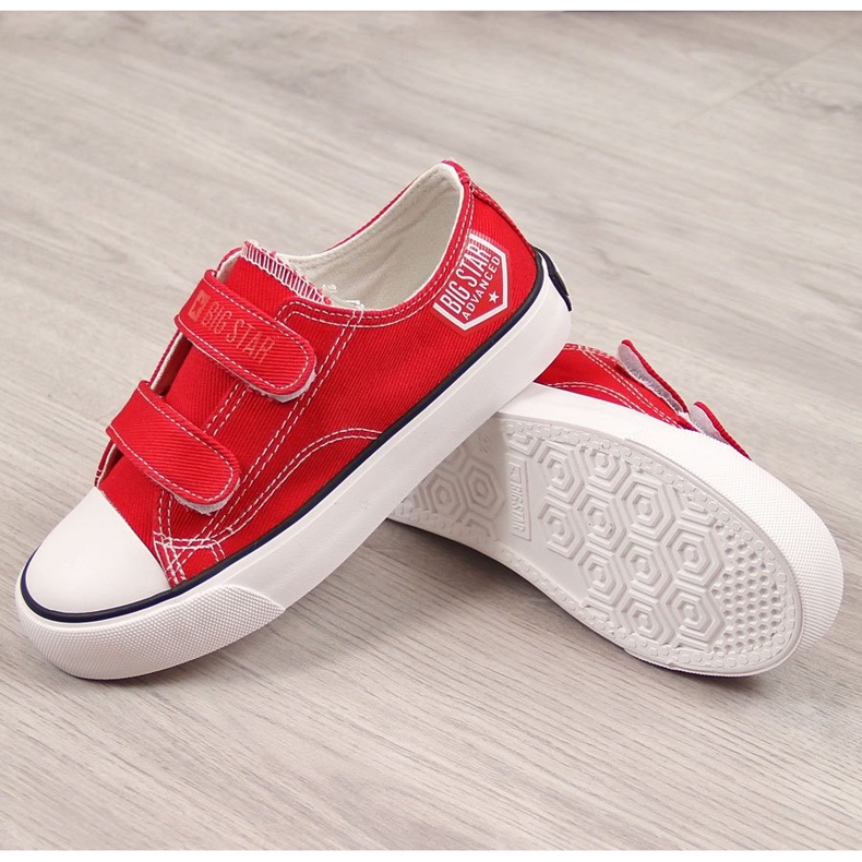 Red Big Star FF374063 Låga barnsneakers med kardborreband röd 1