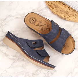 Bekväma damtofflor marinblå kardborreband eVento 2