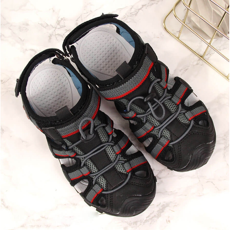 Pojksandaler med kardborresvart American Club 1