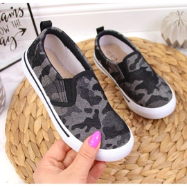 Sneakers slip on tofflor för dagis, camo black Atletico svart 1