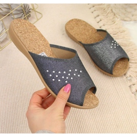 Hemtofflor för kvinnor, öppen tå, grå Befado 1