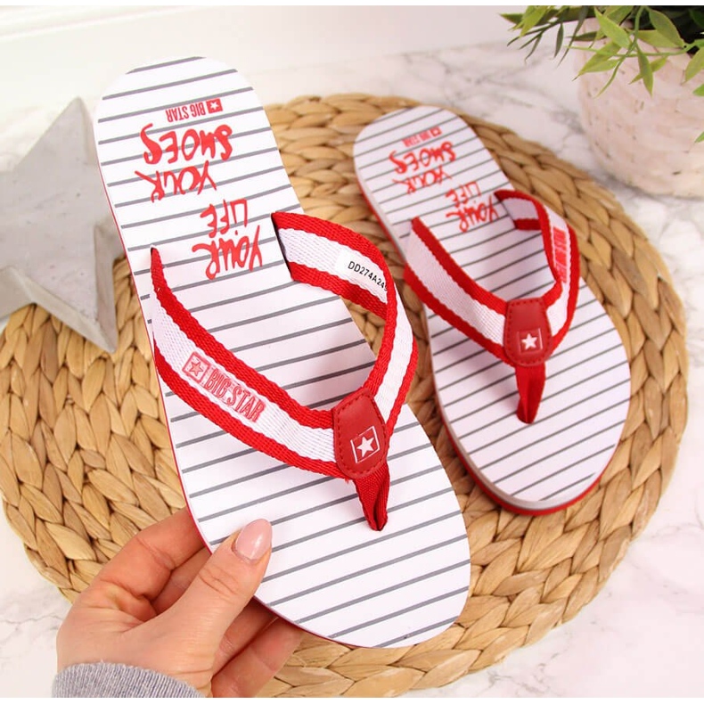 Red Big Star DD274A249 röda strandflipflops för kvinnor 2
