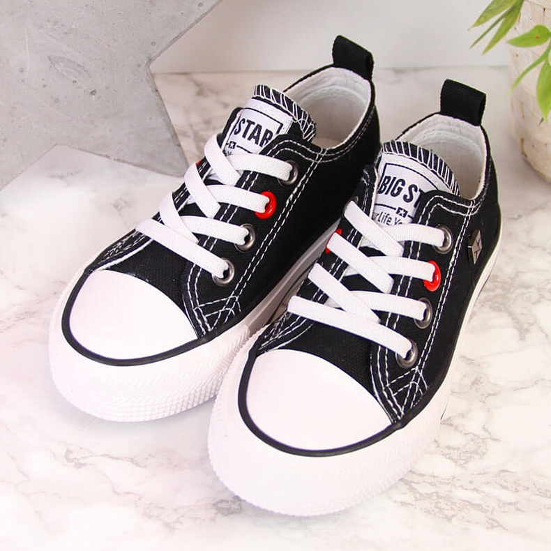 Barnsneakers låga svarta Big Star HH374090 vit 2