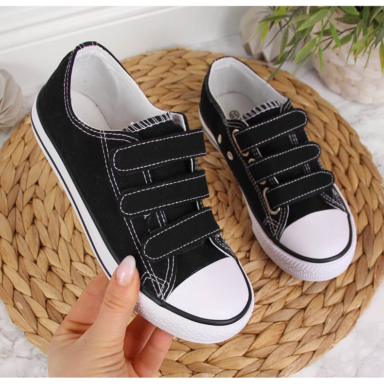 Svarta Atletico-sneakers för barn med kardborreband 1