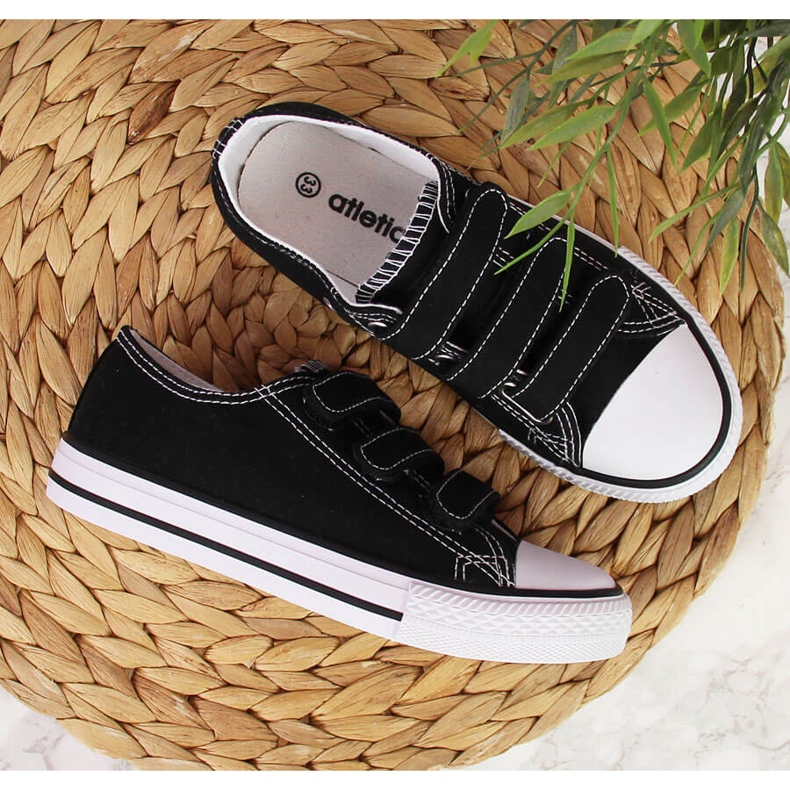 Svarta Atletico-sneakers för barn med kardborreband 2