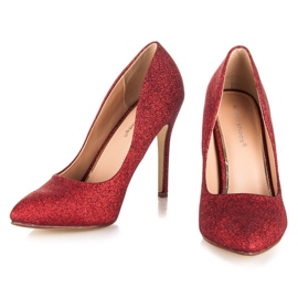 Ideal Shoes Glitterpumpar på en stift röd 1