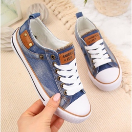 American Club marinblå låga barnsneakers 1