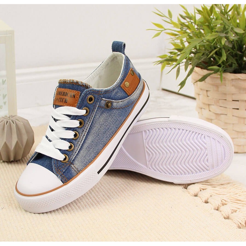 American Club marinblå låga barnsneakers 2