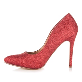Ideal Shoes Glitterpumpar på en stift röd 2
