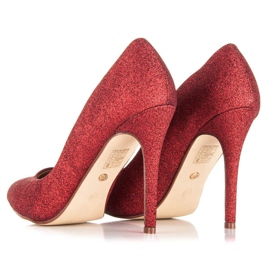 Ideal Shoes Glitterpumpar på en stift röd 3
