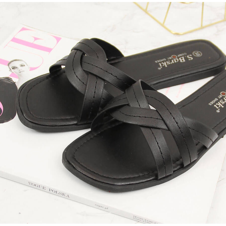 S.Barski Platta svarta tofflor för kvinnor S. Barski 2