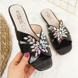 S.Barski Svarta damtofflor med stenar från S. Barski 2